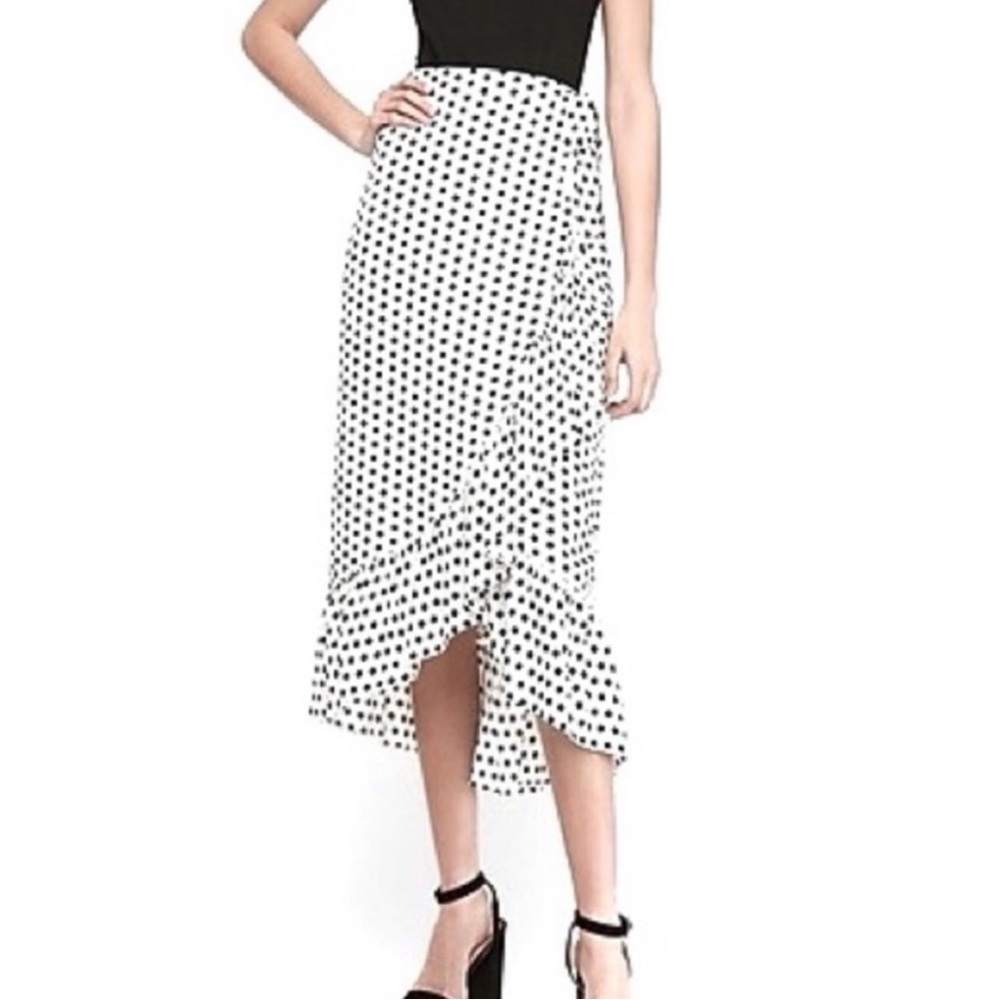 Express White Polka Dot Wrap Skirt